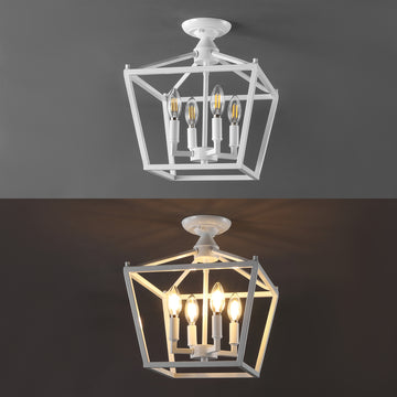 Plains Mini Lantern 12" Iron Modern Farmhouse LED Flush Mount